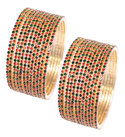 Swara Creations Non-Precious Metal with Base Metal and Zircon Gemstone Studded Premium and Traditional Glossy Finished Sleek Bangle(SKU365)