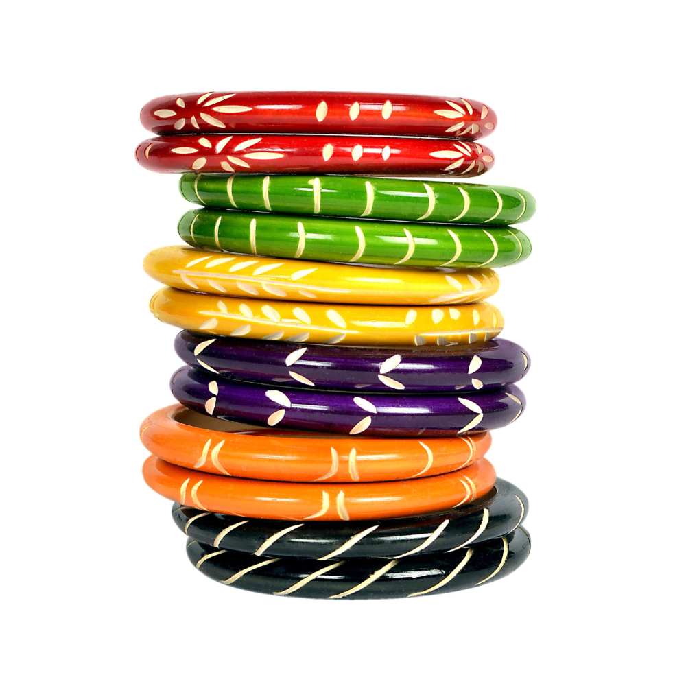 Traditional Handmade Wooden Bangle set