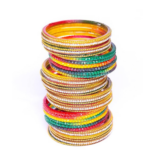 Zirconia Multicolor Glass Bangles Set