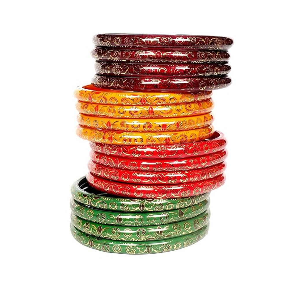 Light Shiny Multicolor Glass Bangles Set
