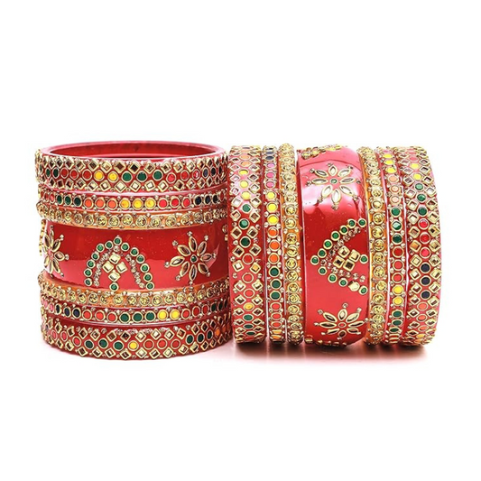 Stone Multicolor Glass Bangles Set