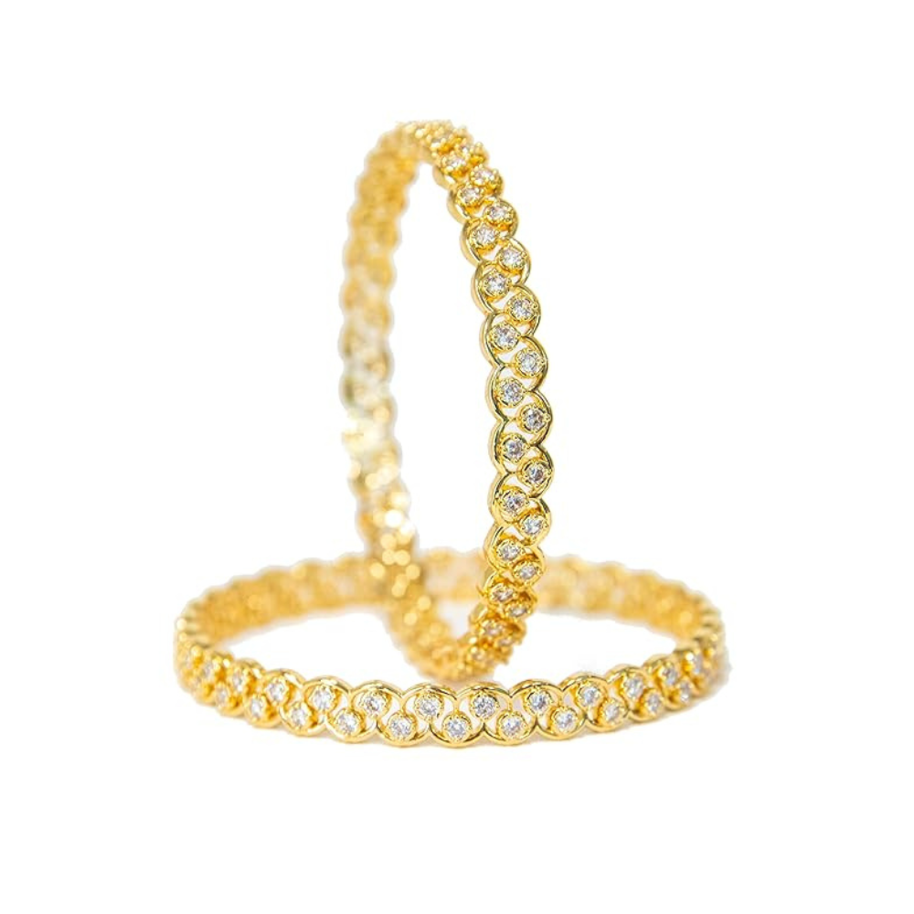 Stone-handwork Gold Plated Metal Bangles/Kadas/Brass Set