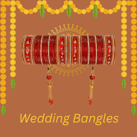 Swara Creations Red Glass Bangle Set for Women | Red Bridal choora Set with Latkan for wedding | Multicolour Chura Set (SKU277)