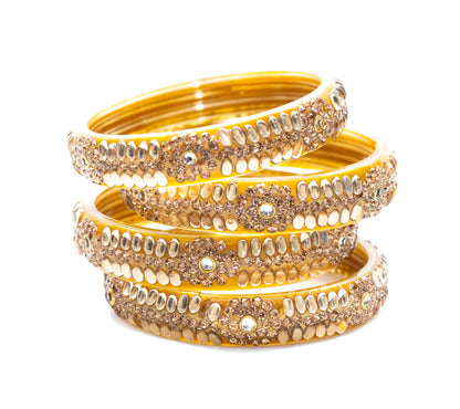 Zircon Gemstone Golden Glass Kada Set
