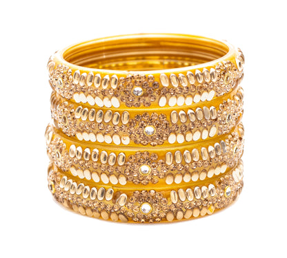 Zircon Gemstone Golden Glass Kada Set