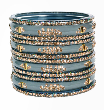 Zircon Multicolor  Glass Bangles Set(SKU276)
