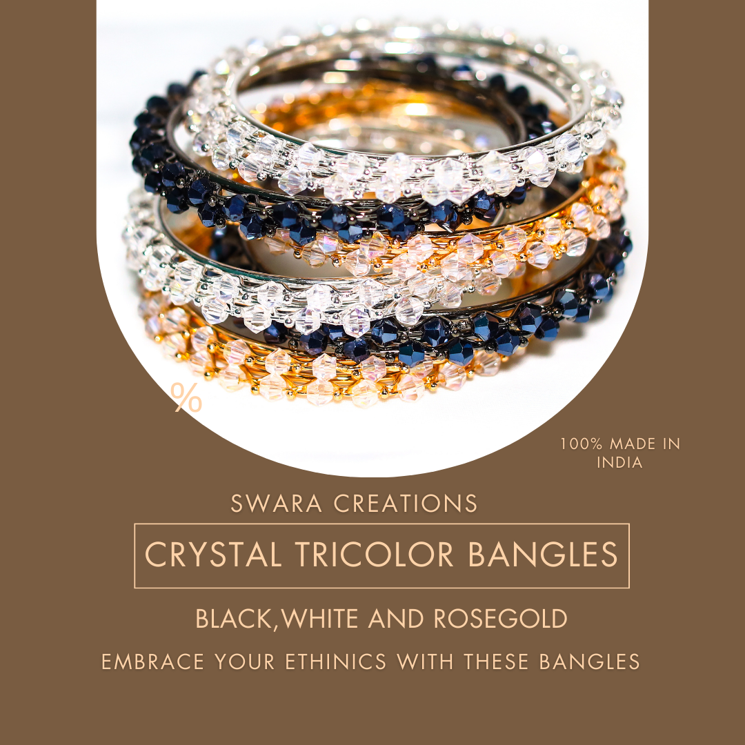 Stone Multicolor Metal Crystal Bangles Set