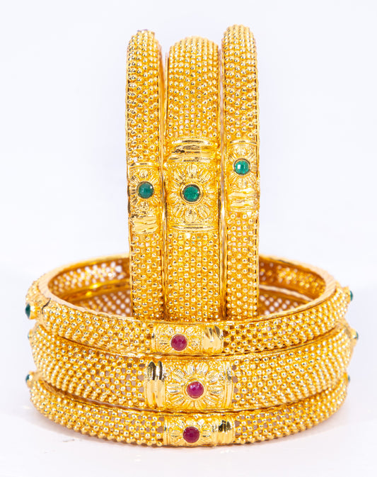 Hand Work Gold  Brass BanglesKada Set