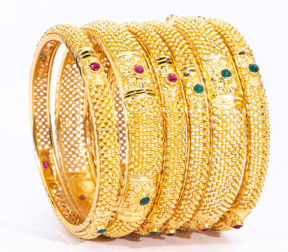 Hand Work Gold  Brass BanglesKada Set