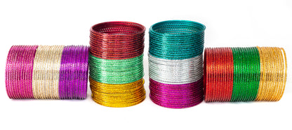 Golden Dots Multicolor Metal Bangle Set