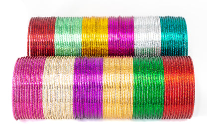 Golden Dots Multicolor Metal Bangle Set